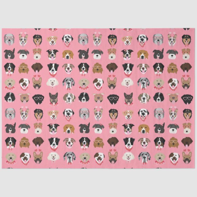 Papier Mousseline Chien Valentine Face Motif (Recto)