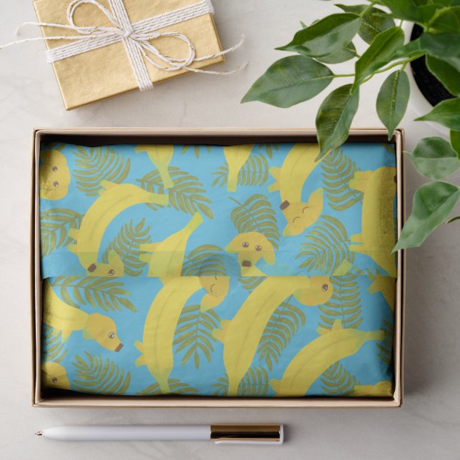 Papier Mousseline Chiens de banane tropicale mignons à motifs (Cadeau)
