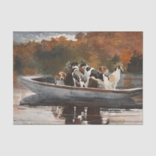 Papier Mousseline Chiens de chasse dans un bateau par Winslow Homer