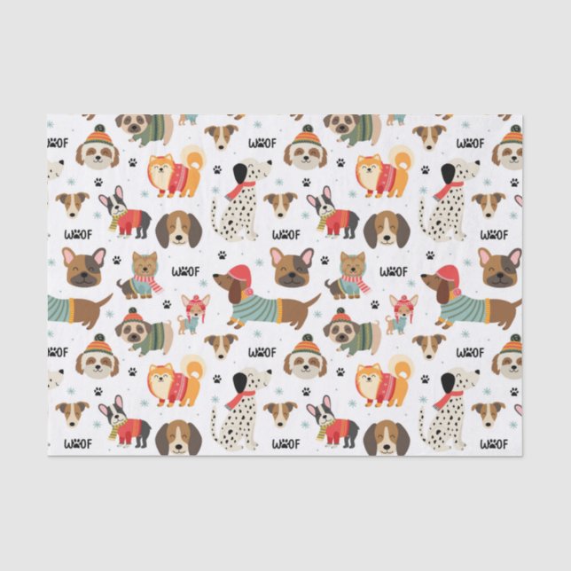 Papier Mousseline Chiens de fête dans le Motif de Sweaters de vacanc (Recto)