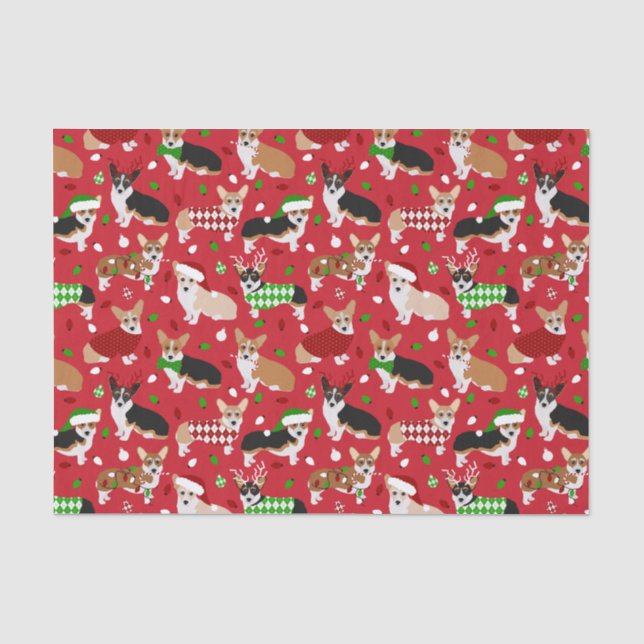 Papier Mousseline Chiens de Noël Corgi (Recto)