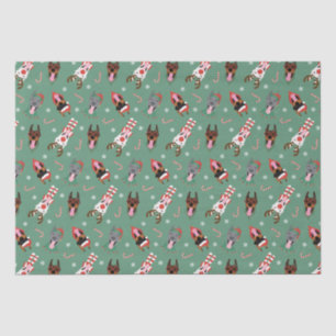 Papier Mousseline Chiens de Noël Dobermann