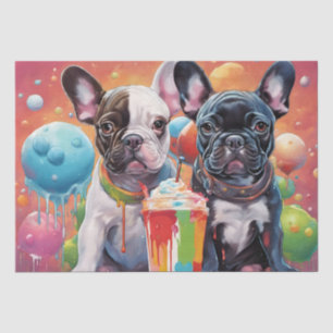 Papier Mousseline Chiens de taureau français, Milkshake
