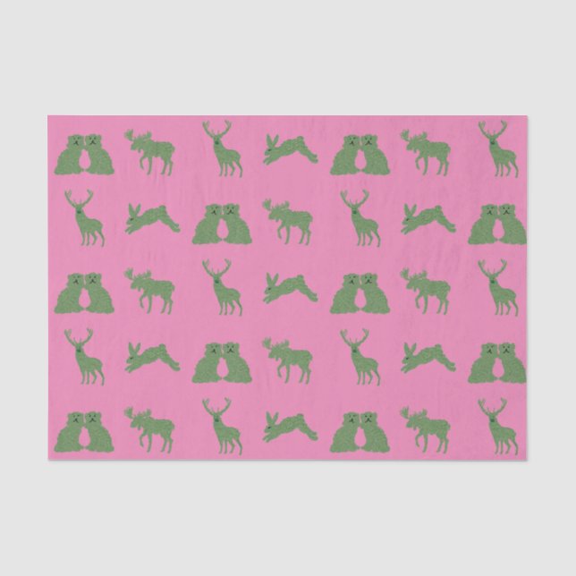 Papier Mousseline Chiens du Staffordshire Topiary Deer Rabbit (Recto)