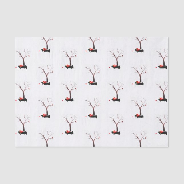 Papier Mousseline Chiens et Robin de Scottie en hiver saisonnier (Recto)