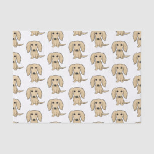 Papier Mousseline Chiens mignons crèmes à cheveux longs du motif  
