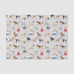 Papier Mousseline Chiens mignons Design Motif Blanc