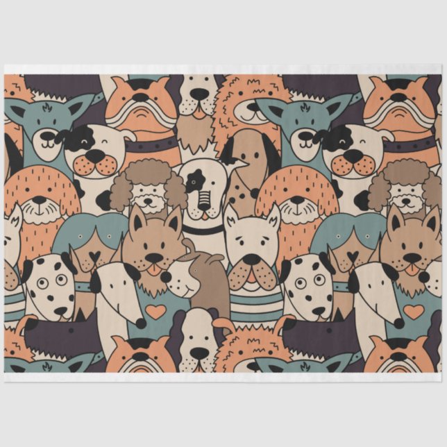 Papier Mousseline Chiens mignons Motif #01 (Recto)