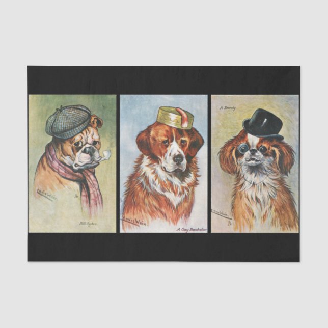 Papier Mousseline Chiens, triptyque de dessin animé (Recto)
