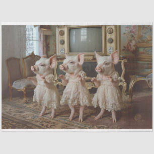 Papier Mousseline Chiens vintages Danser des Whiskers Waltzing Decou