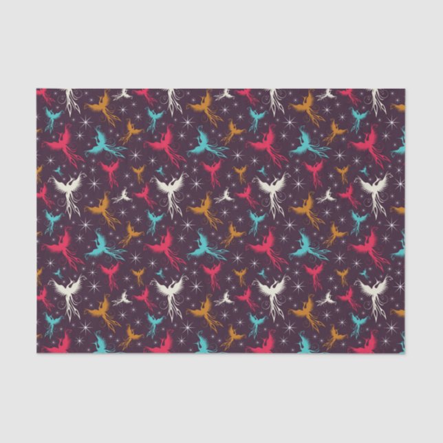 Papier Mousseline Chiffre motif d'oiseaux de Phoenix (Recto)