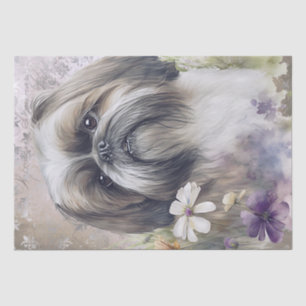 Papier Mousseline Chih Tzu Floral Chien