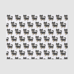 Papier Mousseline Chihuahua à poil long noir et feu Motif de chien m