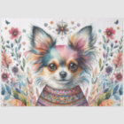 Chihuahua Capricieux en Aquarelle Florale Bohème