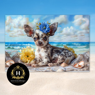 Papier Mousseline Chihuahua chippy beach découpage thématique