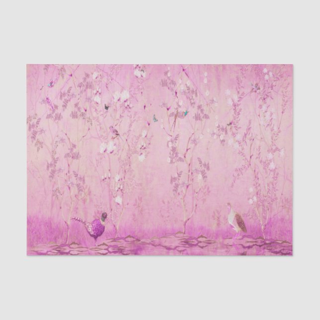 Papier Mousseline Chine rose Découpage chinois (Recto)