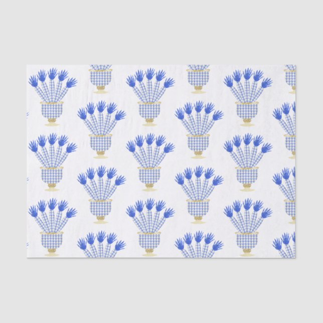 Papier Mousseline Chinoiserie Aquarelle Chic Carottes Vase (Recto)
