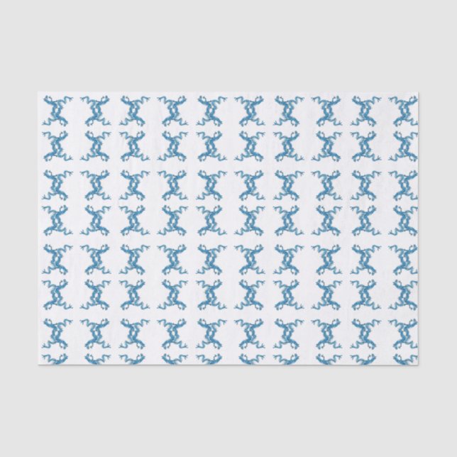 Papier Mousseline Chinoiserie Bleu Dragons chinois (Recto)