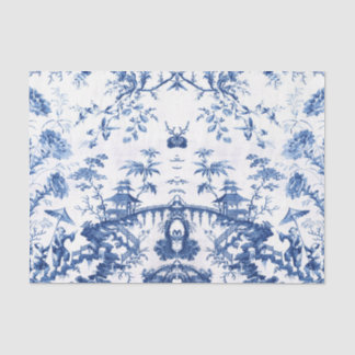 Papier Mousseline Chinoiserie bleue