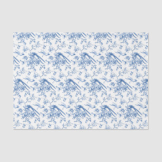 Papier Mousseline Chinoiserie Blue Flowers & Birds Découpage