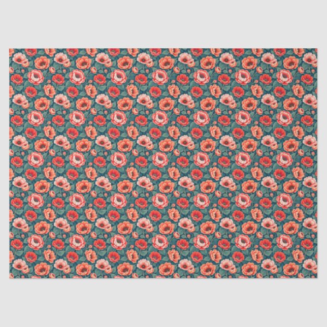 Papier Mousseline Chinoiserie corallienne et rose (Recto)