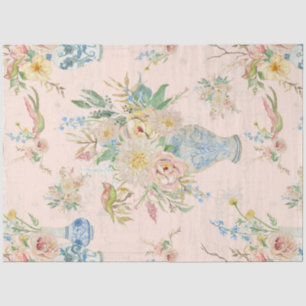 Papier Mousseline Chinoiserie Floral Vase Peony Blush Pink Découpage