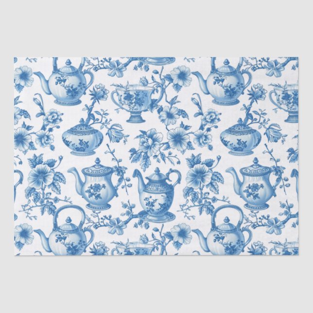 Papier Mousseline Chinoiserie French Toile Du Jouy Tea Motif (Recto)