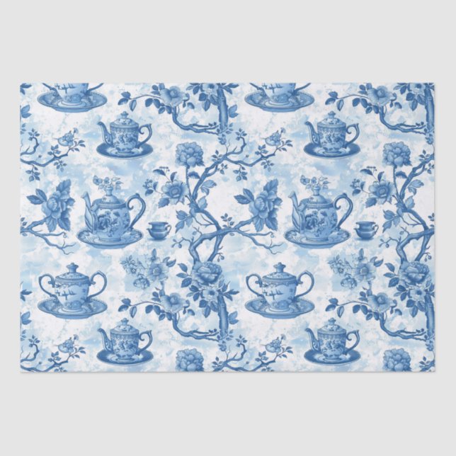 Papier Mousseline Chinoiserie French Toile Du Jouy Tea Motif (Recto)