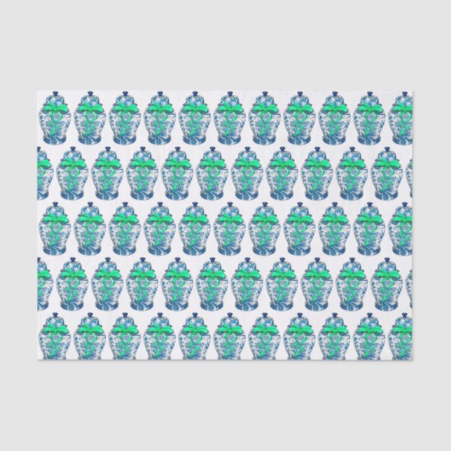 Papier Mousseline Chinoiserie Ginger Jar Jars Tissu Papier (Recto)