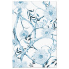 Chinoiserie Peony Floral Bleu et Blanc Découpage