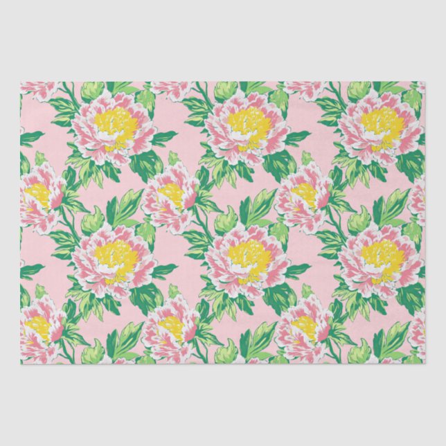 Papier Mousseline Chinoiserie rose Floral (Recto)