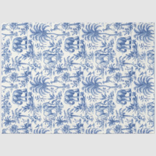 Papier Mousseline Chinoiserie Toile de Jouy animaux bleu marine