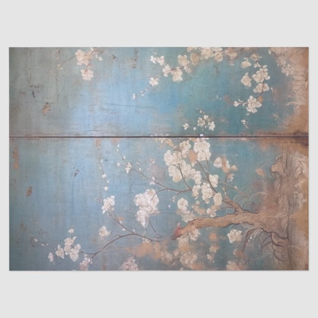 Papier Mousseline Chinoiserie Turquoise en détresse Arrière - plan b (Recto)