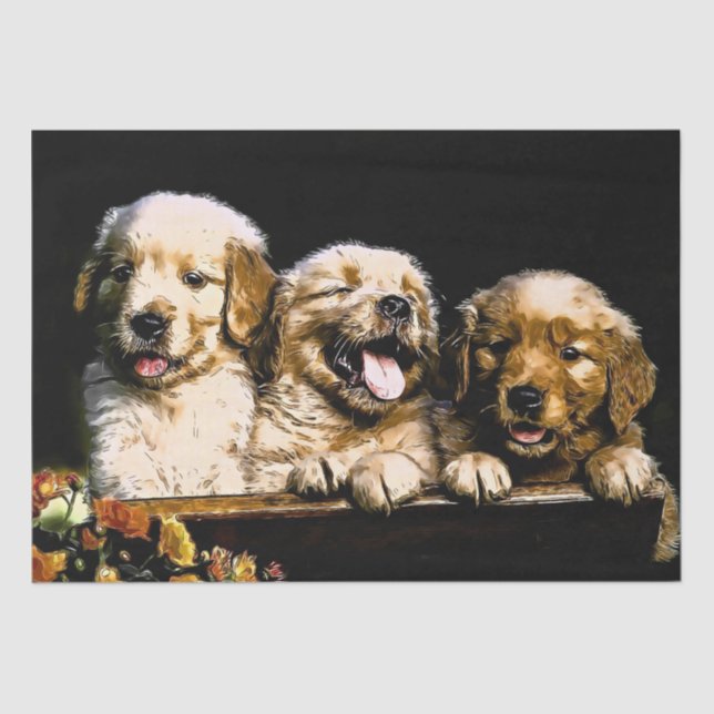 Papier Mousseline Chiots de Golden Retriever (Recto)
