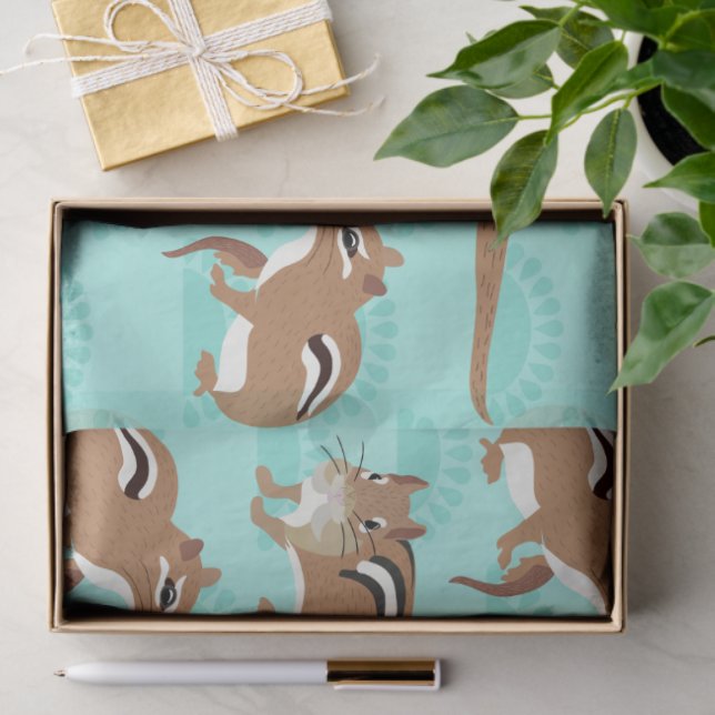 Papier Mousseline Chipmunks on Mint Green Arrière - plan Patterned (Cadeau)