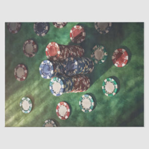 Papier Mousseline Chips de poker empilés sur le Felt, Jeu