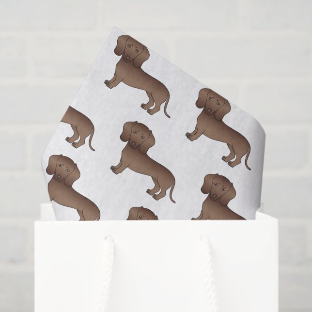 Papier Mousseline Chocolat Cheveux courts Motif de dessin de chien (Sac cadeau)