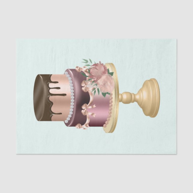 Papier Mousseline Chocolat Drives et Rose Gold Luxury Cake (Recto)