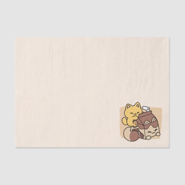Papier Mousseline Chocolate Milk Sipping on Bliss – Kawaii Cat Food  (Recto)