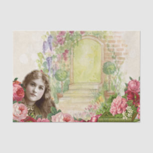 Papier Mousseline Chou victorien Rose femme Floral