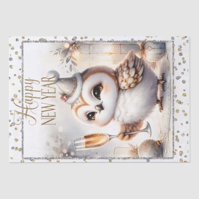 Papier Mousseline Chouette de Noël (Recto)