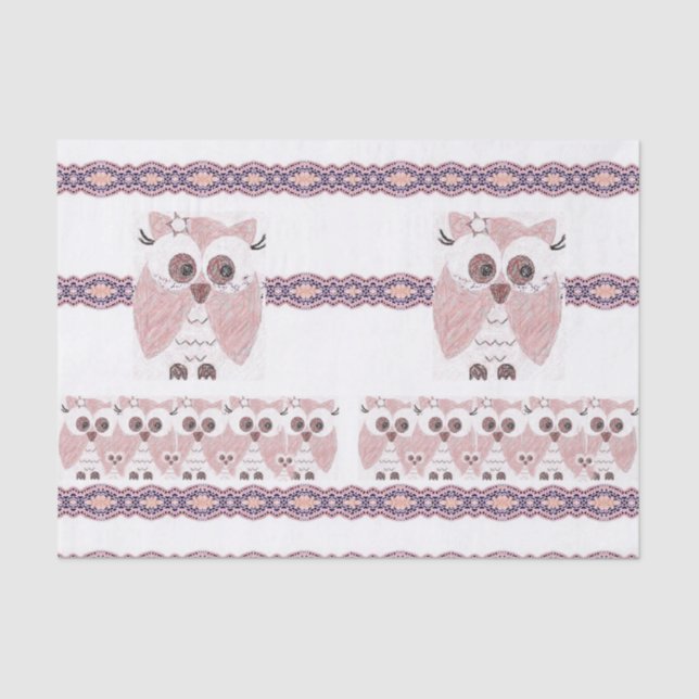 Papier Mousseline Chouette en papier de tissu décoratif (Recto)