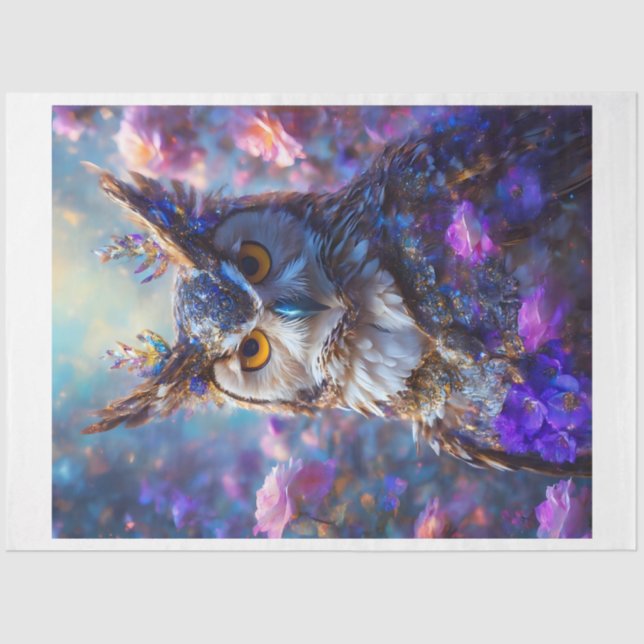 Papier Mousseline Chouette florale (Recto)