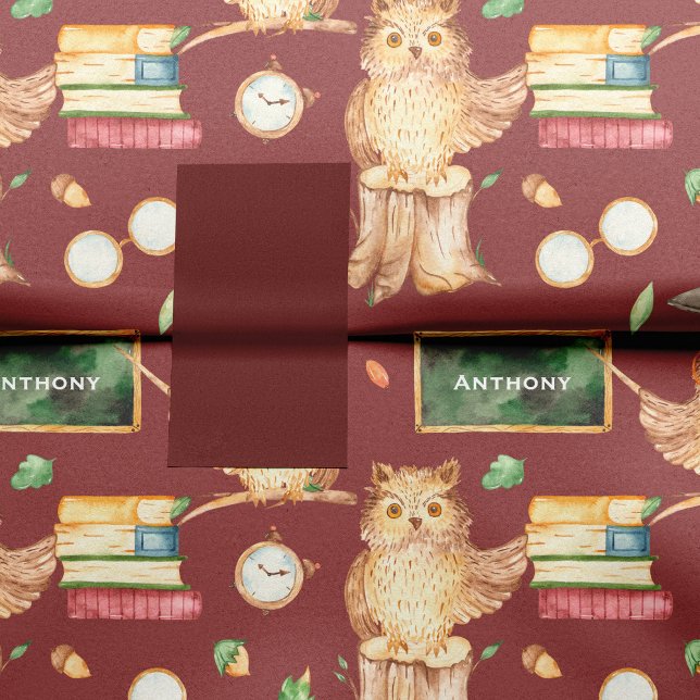 Papier Mousseline Chouette intelligente mignonne avec Chalkboard Nom (Créateur téléchargé)