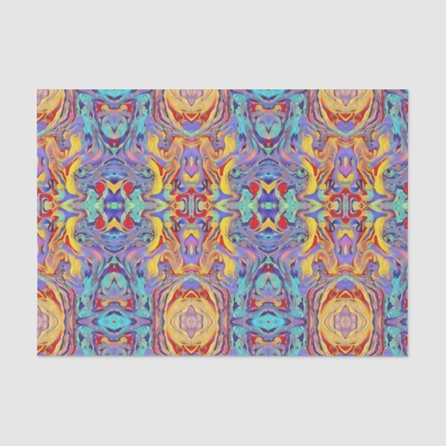 Papier Mousseline Chouette kaléidoscope Abstraite aux couleurs prima (Recto)