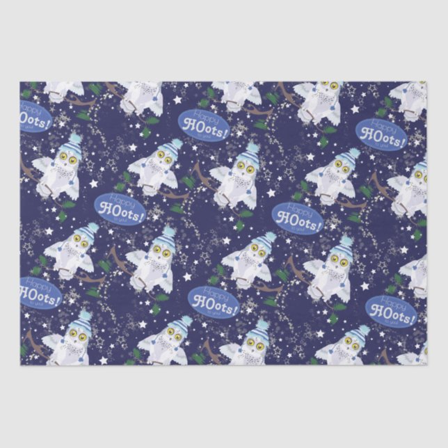 Papier Mousseline Chouette neige avec papier de Noël Casquette (Recto)