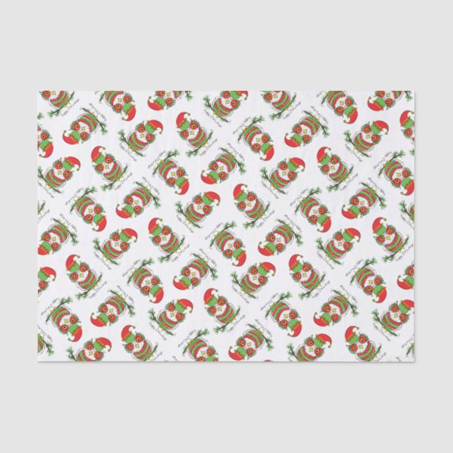 Papier Mousseline Chouette Noël Mignonne Vacances amusantes (Recto)