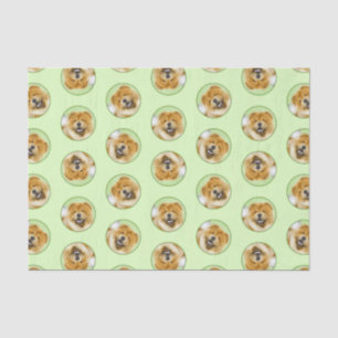 Papier Mousseline Chow Chow Peinture Rouge Roux Cute Chien original