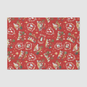 Papier Mousseline Christian Christmas Watercolor Nativité Rouge