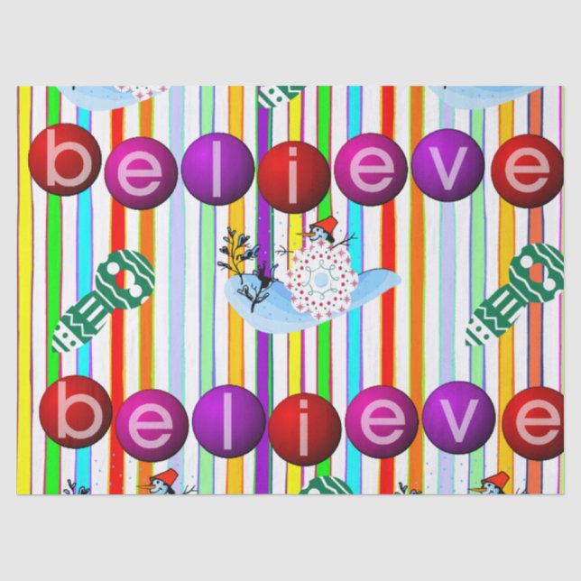 Papier Mousseline Christmas Angel Père Noël Tissue Paper Believe (Recto)